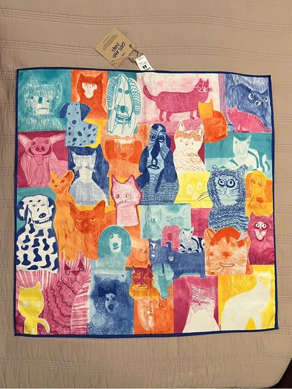 LUSH Cats and Dogs Print Knot Wrap Multicolor Sustainable Gift Wrap